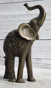Hot Cast Bronze Ornate Indian Elephant Sculpture Figurine Signed Art Decor - Picture 1 of 10