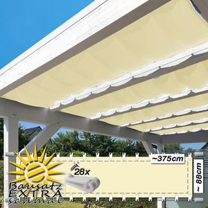 Falt-Sonnensegel creme 375x88cm extra schmal Innenbeschat Glasdach Wintergartern - Bild 1 von 12