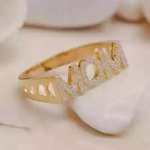 1Ct Round Cut Lab Created Diamond Mother's Day Mom Ring 14K Yellow Gold Plated - Picture 1 of 7