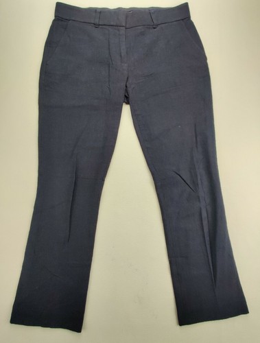 Pantaloni Tory Burch Wmn's taglia 4 gamba dritta blu navy elasticizzati 28" cuciture interne