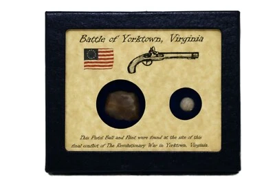 Auténtica pistola bola y pedernal de la era de la guerra revolucionaria con vitrina y certificado de autenticidad Foto 1 de 3