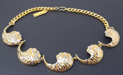 Collana Vintage Givenchy Scala di Pesce Paisley Oro Argento Statuto 16"