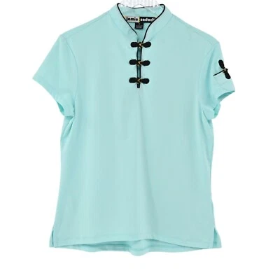 Top de golf JAMIE SADOCK para mujer talla M azul cuello mandarín rana palanca manga corta Foto 1 de 4