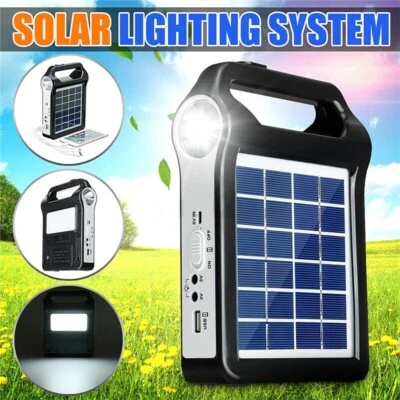 6V Solar Power Rechargeable Storage Generator Lamp USB Charger Solar System Kit - Image 1 of 4