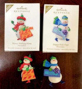 2 Hallmark Keepsake Ornaments Merry-Making MOM & Happy-Holi-DAD Snow people - Picture 1 of 8