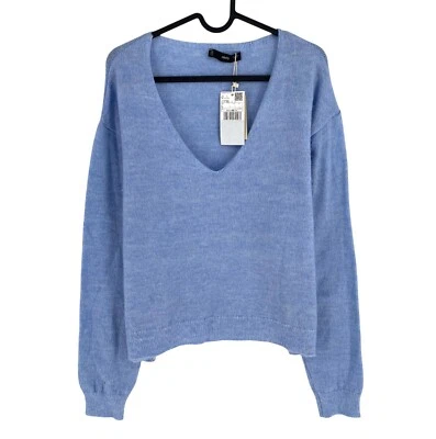 Mango Mng Mujer Azul Suéter De Cuello En V Jersey Talla L - Imagen 1 de 4