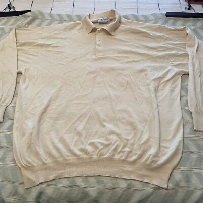 4XB Gran Sasso Italy Made Knit Polo Silk Wool Butter Yellow Grandpa Trad Ivy Mod - Image 1 of 4