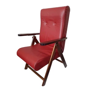 MOLISANA Folding Wooden Reclining Chair Comfortable FAUX LEATHER - Picture 1 of 2