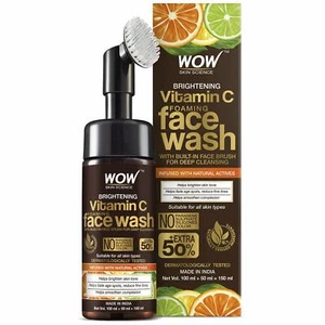 WOW Skin Science Brightening Vitamin C Foaming Face Wash with Built-In Brush