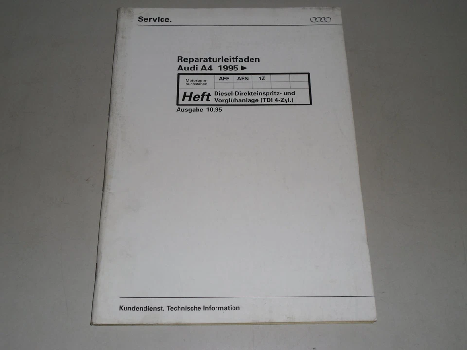 Manual de Taller Audi A4 Tdi Desde 95 Diesel Inyección Vorglühanlage Aff AFN - Imagen 1 de 1