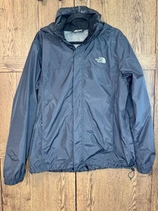 The North Face Jacket Mens Large Black Dryvent Lightweight Hooded Rain Zip Flaws - Picture 1 of 16