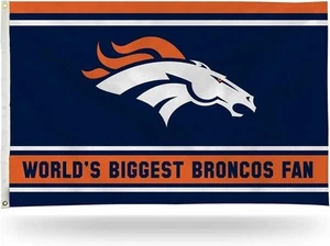 Denver Broncos 3x5 Feet Flag Banner, World's Biggest Fan, Metal Grommets,... - Picture 1 of 8