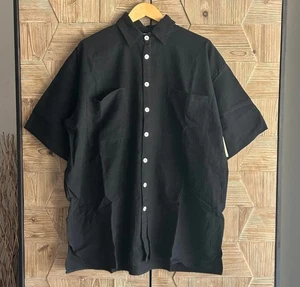 NWT B’Gauze Women's Button Up Shirt Size L/XL Black Short Sleeve Oversized - Picture 1 of 4