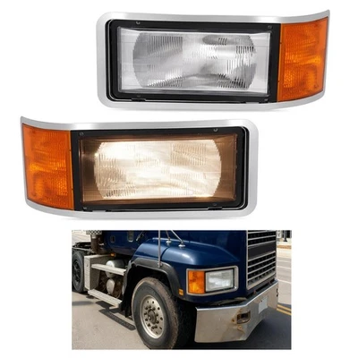 Halogen Headlights W/Bezel Corner For Mack CH600 CH612 CH613 1990-2006 W/Bulb - Image 1 of 4
