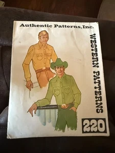 Authentic Patterns 220 Mens Western Shirt Chest 40 Neck 15.5 Waist 36 Vtg CUT - Picture 1 of 4