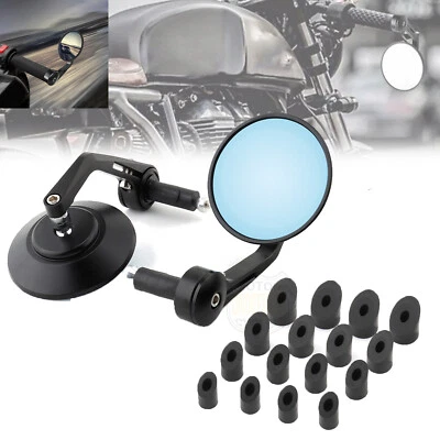 Kit de espejos retrovisores de extremo de manillar para motocicleta 22 mm/25 mm para Harley Honda Suzuki Foto 1 de 4