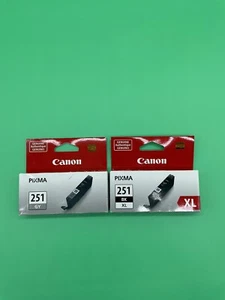 2 Pack New Genuine Canon Pixma 251 Black & Gray XL Ink Cartridges SEALED - Picture 1 of 5