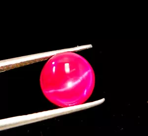 Ruby Cats Eye Round Shape Cabochon Loose Gemstone 3.70 Cts - Picture 1 of 5