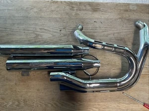 Harley Davidson Fat Bob Complete Early Exhaust System Twin Cam Chrome - Picture 1 of 4