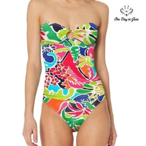 Nautica Shirred Front Bandeau One Piece Swimsuit Size S - Picture 1 of 4
