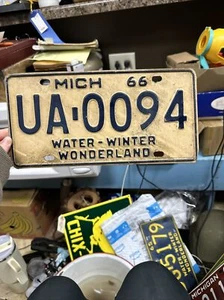 1966 Michigan License Plate UA-0094 Water-Winter Wonderland - Picture 1 of 20