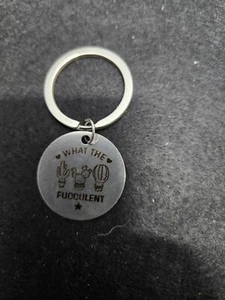 What The Fucculent Kaktus 1 Zoll runder Chrom Schlüsselanhänger - Bild 1 von 1