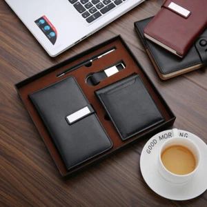Luxury Christmas Gift Box 4-In-1 Box Set Notebook Wallet Pen Key Ring 4 Men Boy - Picture 1 of 7