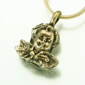 Antique Cherub Pendant Bronze Color Funeral Cremation Jewelry Urn For Ashes - Picture 1 of 6