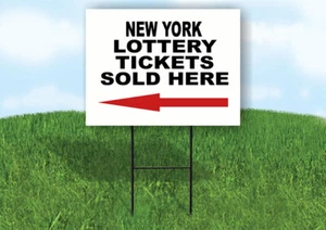 NEW YORK STATE LOTTERY TICKETS LEFT ARROW Yard Sign w Stand LAWN SIGN Single - Picture 1 of 5