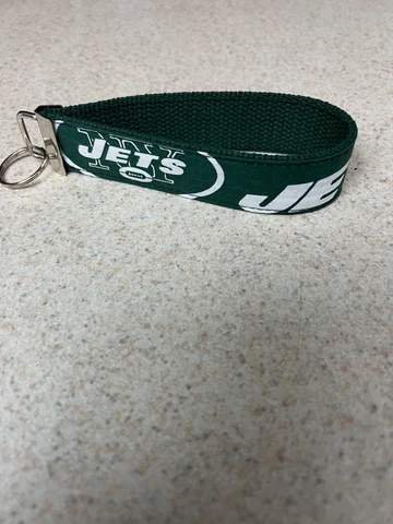Key Ring Fob - Wristlet Style - New York Jets on Green Webbing - NFL - NEW! Cover
