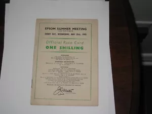 Vintage 1955 Official Epsom Horse Racing 176th Derby Stakes Race Card - Picture 1 of 5