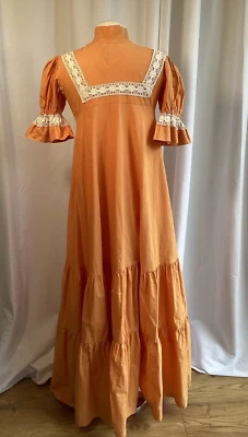 Vintage Laura Ashley Maxi Dress Long Tiered Regency 1970s Made in Holland sz8-10 - Image 1 of 4