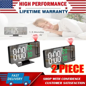 7.8"LED-Projection Alarm-Clock Digital Clock with 180° Projector Snooze Bedside - Picture 1 of 14