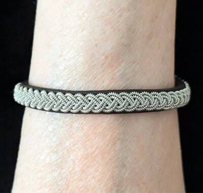 Swedish Sami Style Infinity Knot Bracelet Pewter Thread Dainty Jewelry Gift 6.5" - Image 1 of 4