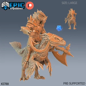 6K Resin 32mm Epic Miniatures Dragonborn Raptor Rider Axe for D&D, Role-Play - Bild 1 von 1
