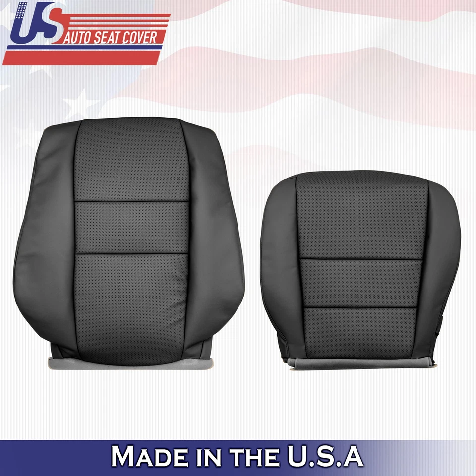 Se adapta a Acura RL 2005 2006 2007 2008 cubierta de asiento de cuero superior e inferior del conductor negra Foto 1 de 4