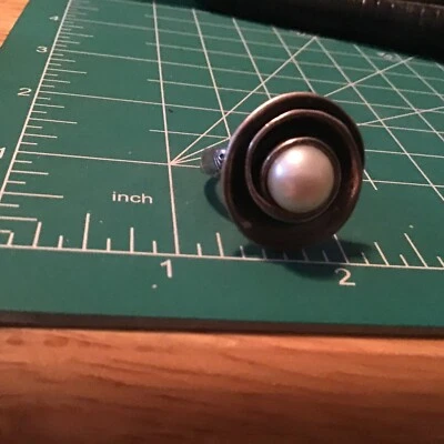 Silpada Sterling Silver Pearl Lily Ring Size 8 - Image 1 of 4