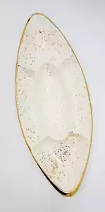 MCM HUGE Ceramic Cream Gold Speckled Multi-Chamber Serving Platter 50-60s - Picture 1 of 8