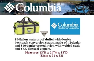 Columbia PFG Force-12 Waterproof 19-gallon drybag Backpack Duffel Napa Green NWT - Picture 1 of 12