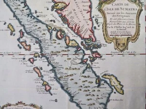 Sumatra Indonesia Padang Medan Binjai 1752 Bellin engraved hand color fine map - Picture 1 of 4