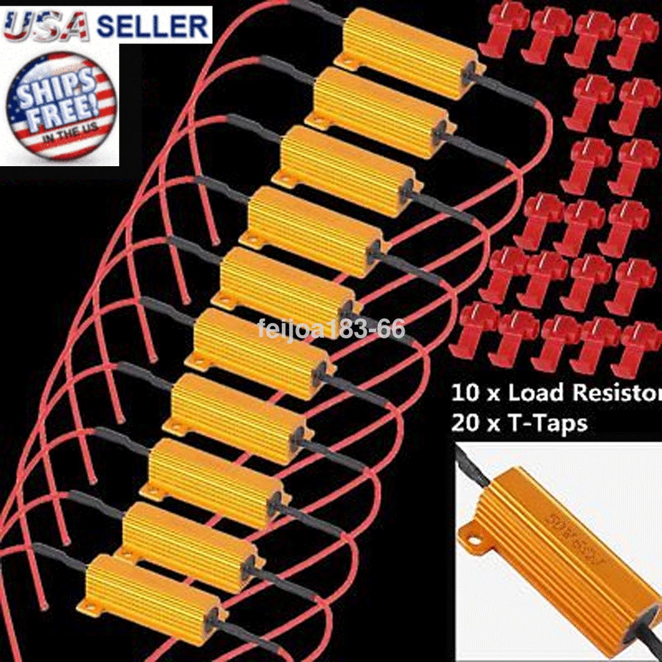 4 Pcs 50w Load Resistor 6 Ohm Fix LED Bulb Fast HYPER Flash Turn Signal Blinker