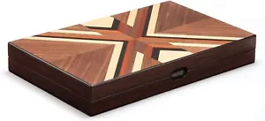 Deluxe 15-Inch Folding Backgammon Set - Walnut Mahogany & Hand-Crafted Design - Picture 1 of 9
