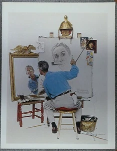 Norman Rockwell 50 Favorites 1960 Poster 'Triple Self-Portrait' - Picture 1 of 1