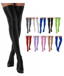 Womens Thigh High Oil Stockings Lady Over Knee Socks Sheer Lingerie Long Tights - Picture 1 of 111