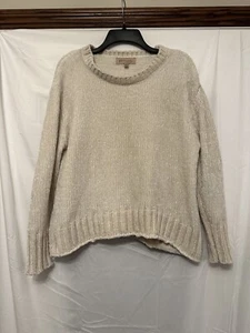 Philosophy M Ivory Chenille Knit Pullover Sweater Velvet Super Soft Long Sleeve - Picture 1 of 6