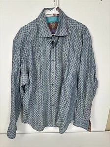 Robert Graham Limited Edition Shirt Blue Camo Paisley XL Colorful Button Down - Picture 1 of 5