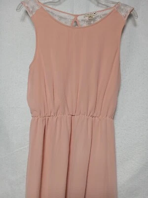 Maxi vestido forrado Double Zero para mujer talla M encaje melocotón sin mangas transparente Foto 1 de 4