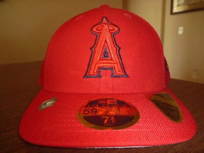 LOS ANGELES ANGELS NEW ERA 59FIFTY ON FIELD BP LOW PROFILE RED FITTED HAT 7 5/8 - Image 1 of 4