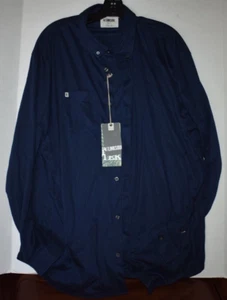 Link Soul Men's Oxford Navy XXL Long Sleeve Button Down Shirt Dry Tek - Picture 1 of 4
