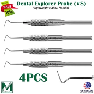 Sonda dental 4 piezas #8 Explorer instrumentos de dentadura de doble extremo grado alemán - Imagen 1 de 3